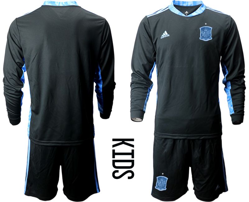Youth 2021 World Cup National Spain black long sleeve goalkeeper Soccer Jerseys